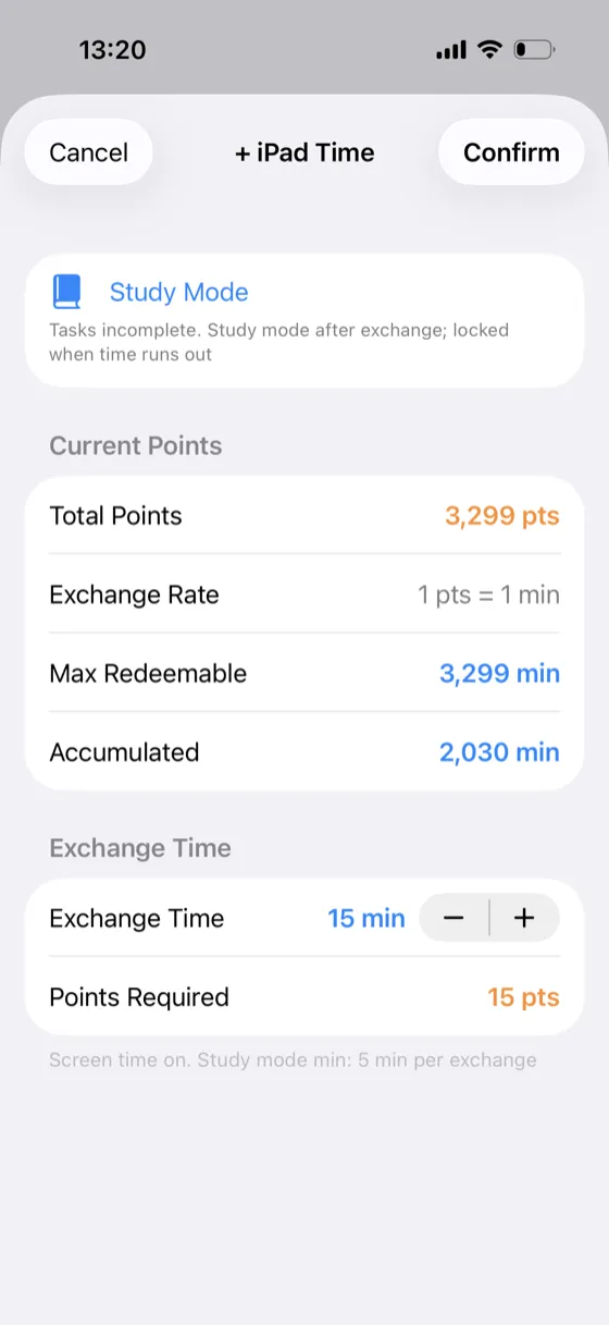 Exchange time page